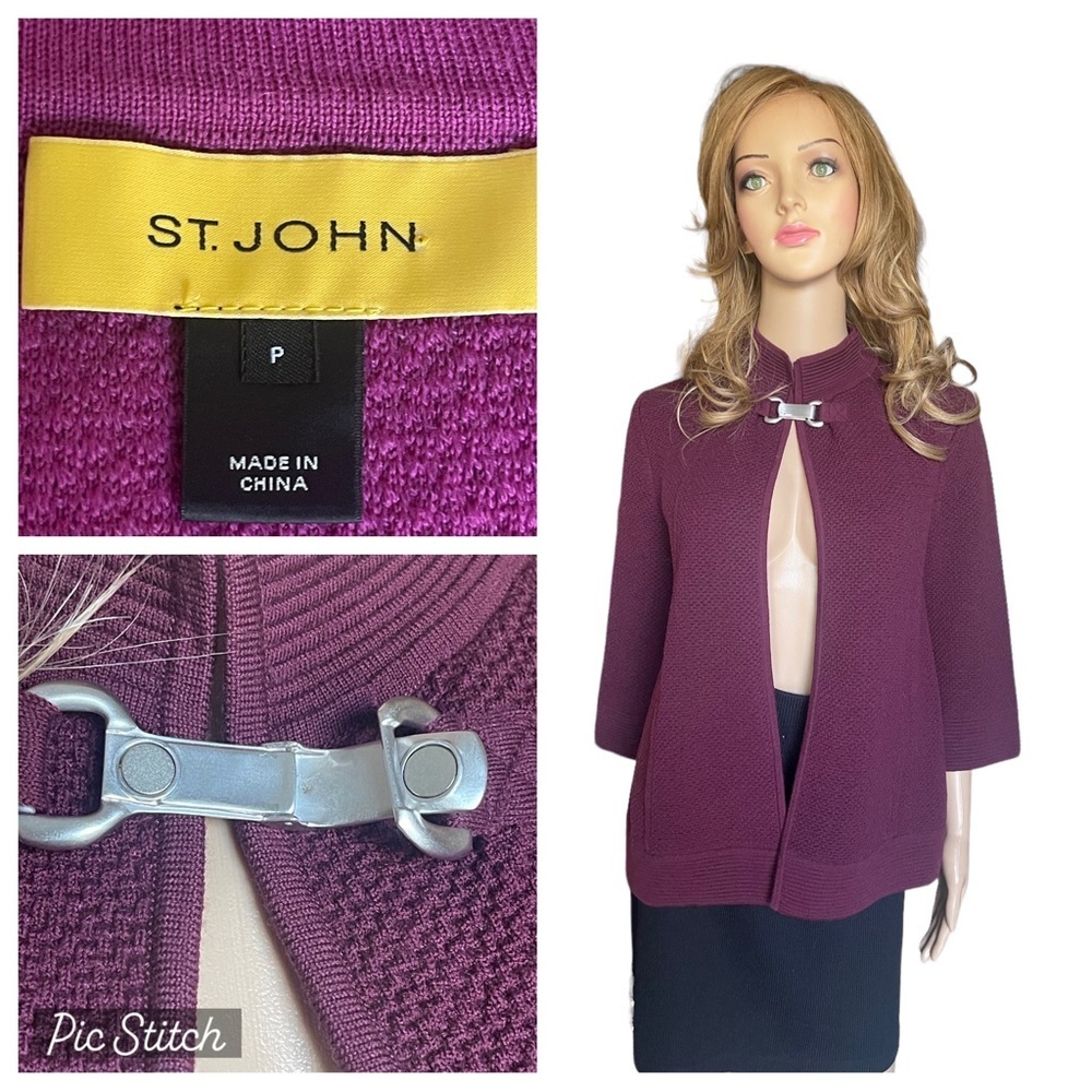 St. John Crew Neck Sweater - Metallic Knitwear, Clothing purple size P‎